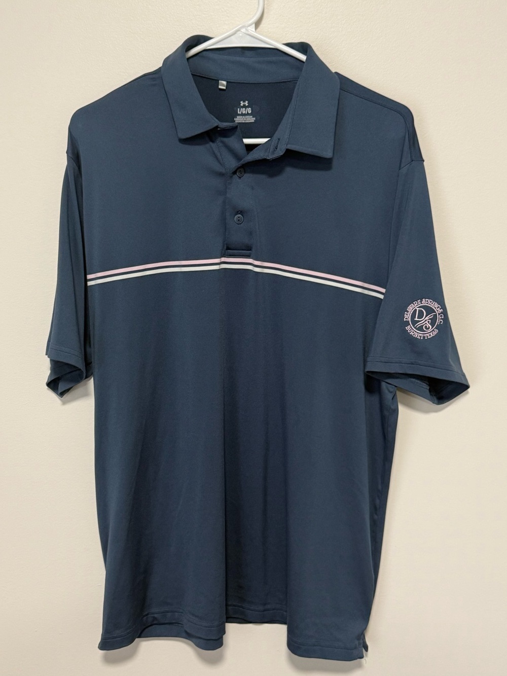 Under Armour Men’s Large Golf Polo Delaware Springs GC Light Navy Blue
